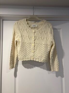 ba&sh Cream Crochet Button-Front Knit Cardigan